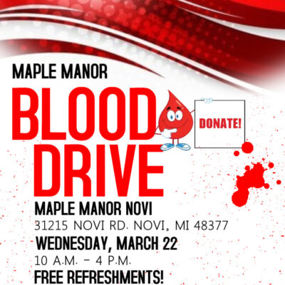 Maple Manor Blood Drive flier image